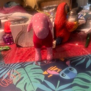 Victoria's Secret Light Pink White Polka Dots T-shirt Peace Love Plush Dog 7"tag